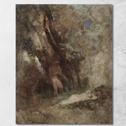 Fauno E Ninfa Nel Bosco Arnold Böcklin abk11 quadro stampato su tela