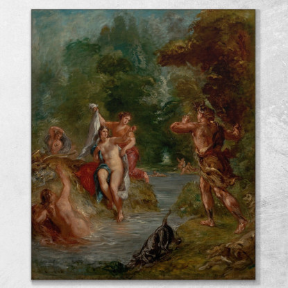 L'Estate Diana Sorpresa Da Atteone Eugène Delacroix edx144 quadro stampato su tela