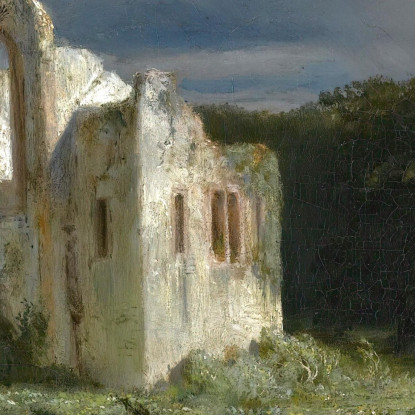 Paesaggio Al Chiaro Di Luna Con Rovine Paesaggio Al Chiaro Di Luna Arnold Böcklin abk28 quadro stampato su tela