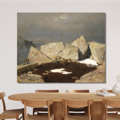 Paesaggio Montano Con Camosci Arnold Böcklin abk30 quadro stampato su tela