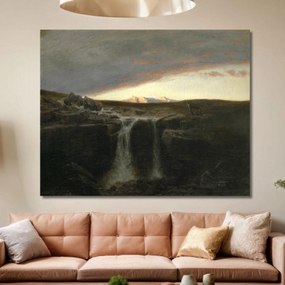 Paesaggio Montano Con Cascata Arnold Böcklin abk31 quadro stampato su tela