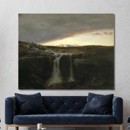 Paesaggio Montano Con Cascata Arnold Böcklin abk31 quadro stampato su tela