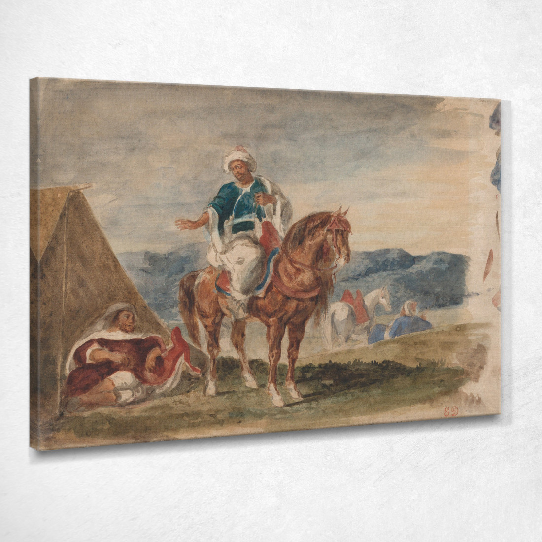 Tre Cavalieri Arabi In Un Accampamento Eugène Delacroix edx149 quadro stampato su tela