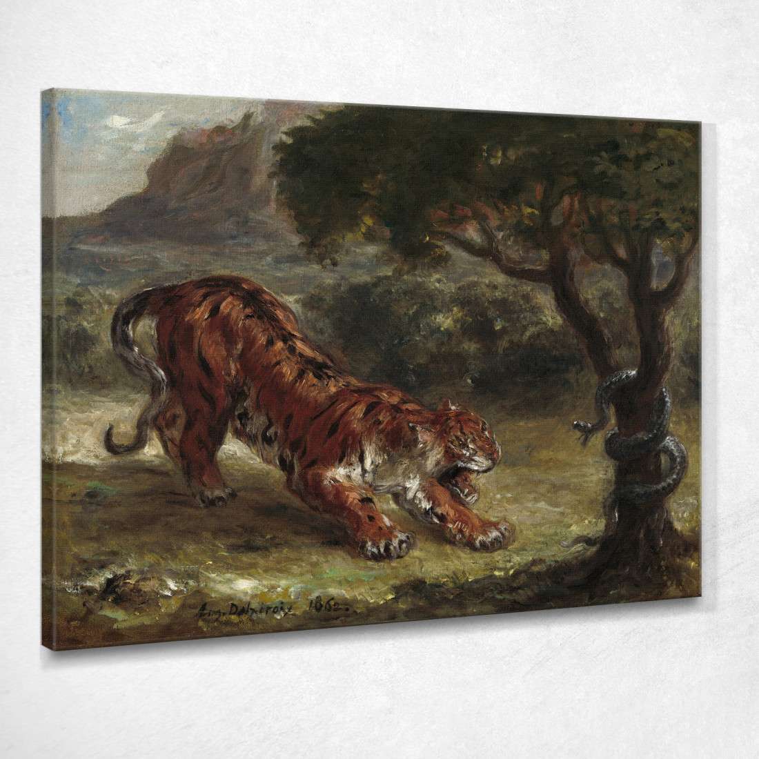 Tigre E Serpente Eugène Delacroix edx150 quadro stampato su tela