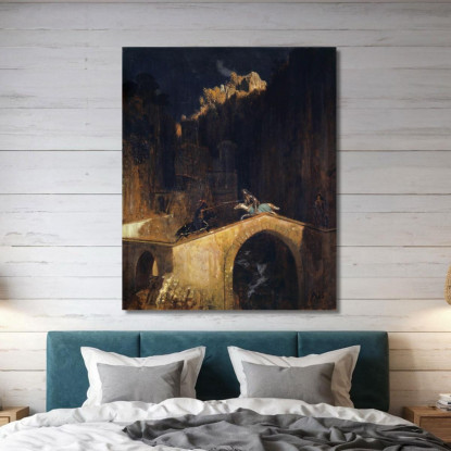 La Lotta Sul Ponte Arnold Böcklin abk64 quadro stampato su tela