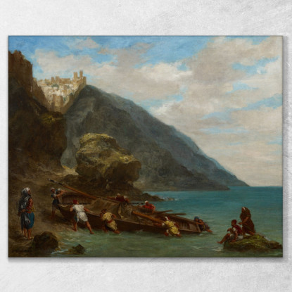 Veduta Di Tangeri Dalla Riva Del Mare Eugène Delacroix edx154 quadro stampato su tela
