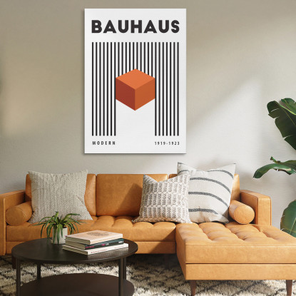 Quadro Bauhaus Cubo Arancione In Contrasto Bauhaus Style bhs22 quadro stampato su tela