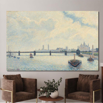 Ponte Di Charing Cross Londra 1890 Camille Pissarro cps18 quadro stampato su tela