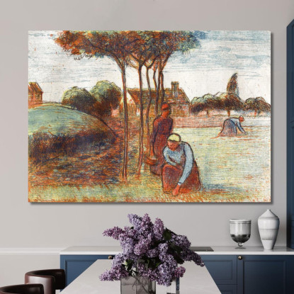Contadine Che Sarchiano L'Erba Ca 1894 Camille Pissarro cps52 quadro stampato su tela