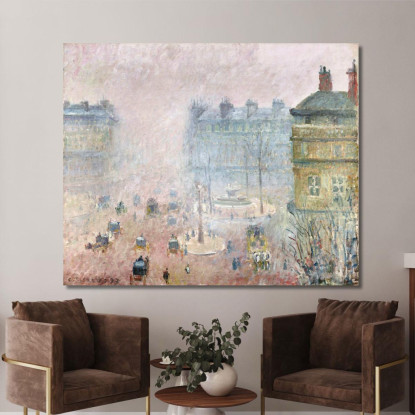 Place Du Theatre Français Effetto Nebbia 1897 Camille Pissarro cps55 quadro stampato su tela