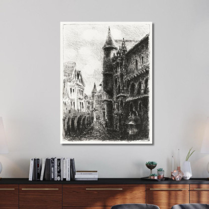 Rue Saint-Romain Rouen 1A Tavola 1896 Camille Pissarro cps62 quadro stampato su tela