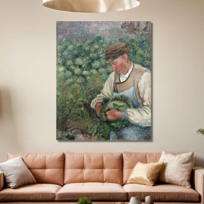 Il Giardiniere - Vecchio Contadino Con Cavolo 1883-1895 Camille Pissarro cps79 quadro stampato su tela