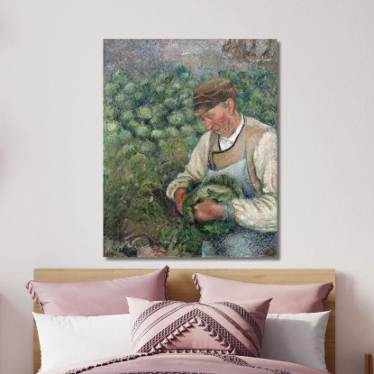Il Giardiniere - Vecchio Contadino Con Cavolo 1883-1895 Camille Pissarro cps79 quadro stampato su tela