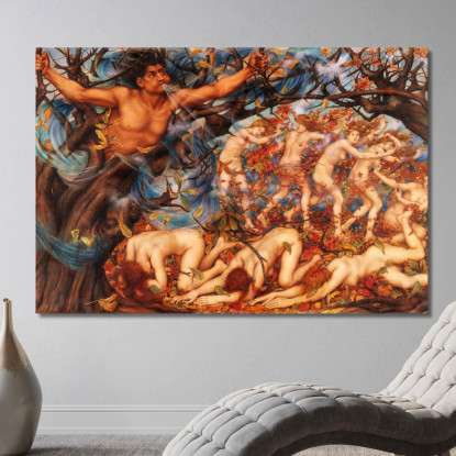 Borea E Le Foglie Cadute Evelyn De Morgan emg5 quadro stampato su tela