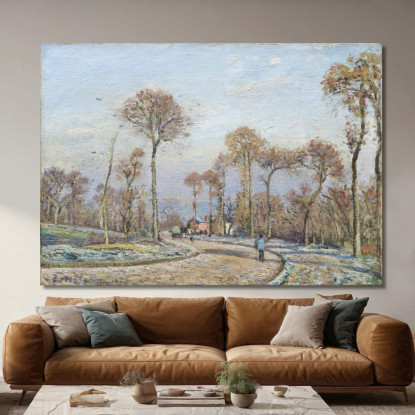 La Strada Per Versailles Louveciennes Il Gelo Mattutino 1871 Camille Pissarro cps96 quadro stampato su tela
