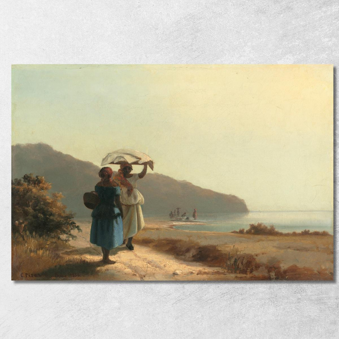 Due Donne Che Chiacchierano In Riva Al Mare San Tommaso 1856 Camille Pissarro cps97 quadro stampato su tela