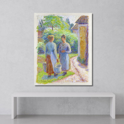 Due Donne In Un Giardino 1888 Camille Pissarro cps98 quadro stampato su tela