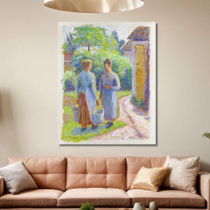 Due Donne In Un Giardino 1888 Camille Pissarro cps98 quadro stampato su tela