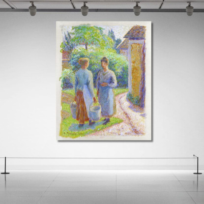 Due Donne In Un Giardino 1888 Camille Pissarro cps98 quadro stampato su tela