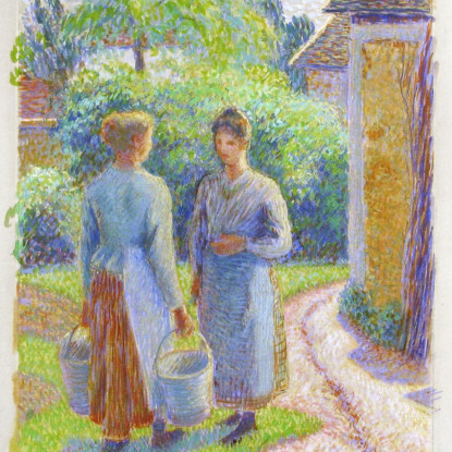 Due Donne In Un Giardino 1888 Camille Pissarro cps98 quadro stampato su tela
