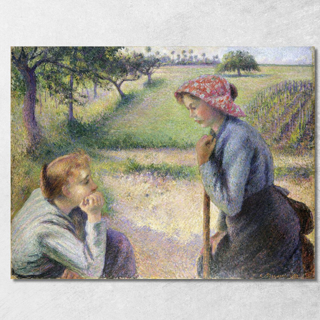 Due Giovani Contadine Camille Pissarro cps99 quadro stampato su tela