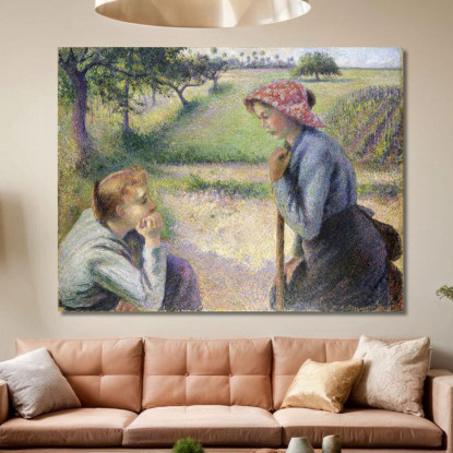 Due Giovani Contadine Camille Pissarro cps99 quadro stampato su tela