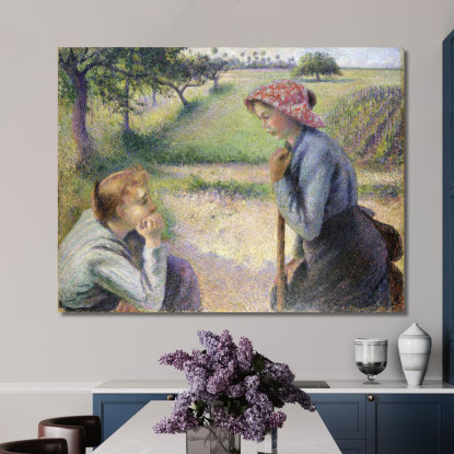 Due Giovani Contadine Camille Pissarro cps99 quadro stampato su tela