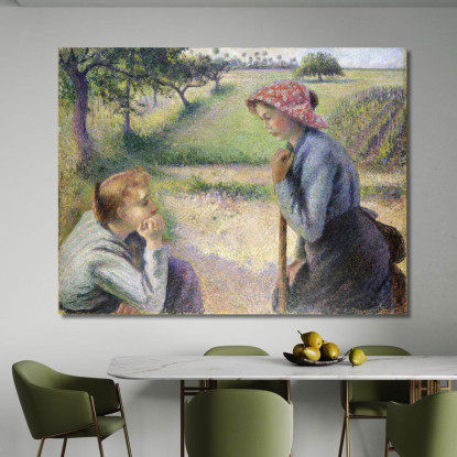 Due Giovani Contadine Camille Pissarro cps99 quadro stampato su tela