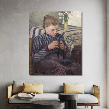 Donna Rammendo 1895 Camille Pissarro cps106 quadro stampato su tela