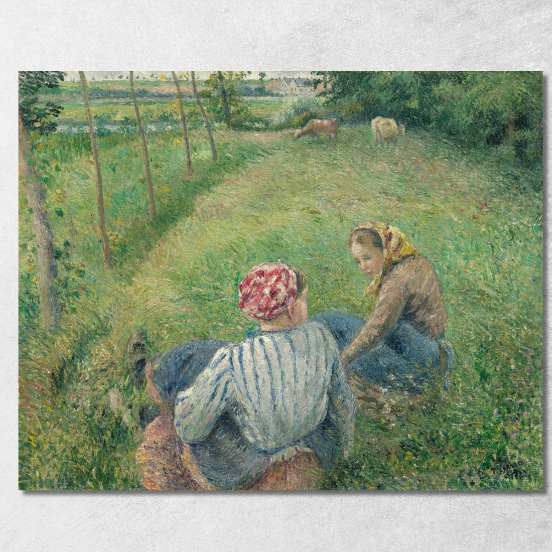 Giovani Contadine Che Riposano Nei Campi Vicino A Pontoise 1882 Camille Pissarro cps107 quadro stampato su tela