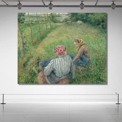 Giovani Contadine Che Riposano Nei Campi Vicino A Pontoise 1882 Camille Pissarro cps107 quadro stampato su tela