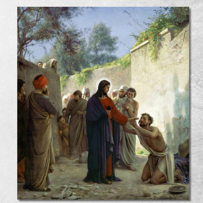 Cristo Guarisce L'Uomo Cieco Carl Bloch cbl8 quadro stampato su tela