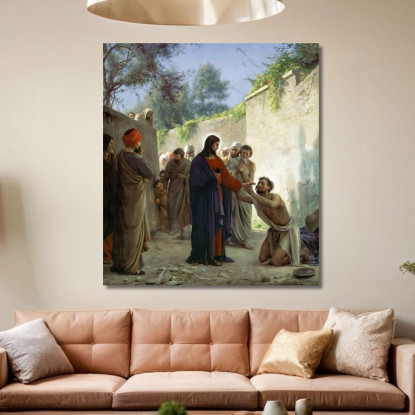 Cristo Guarisce L'Uomo Cieco Carl Bloch cbl8 quadro stampato su tela