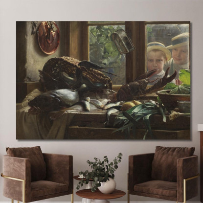 Natura Morta Con Pesce Carl Bloch cbl24 quadro stampato su tela