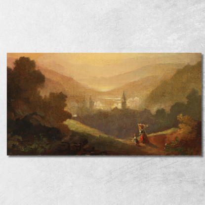 Paesaggio Montano Con Lattaia E Bambino Carl Spitzweg csp5 quadro stampato su tela