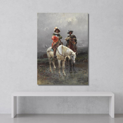 Un Cavaliere Su Un Cavallo Bianco Cesare Auguste Detti cad1 quadro stampato su tela