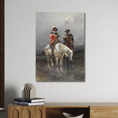 Un Cavaliere Su Un Cavallo Bianco Cesare Auguste Detti cad1 quadro stampato su tela