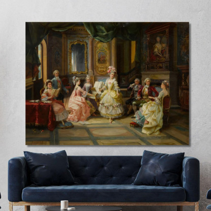 Musica In Salotto Cesare Auguste Detti cad15 quadro stampato su tela