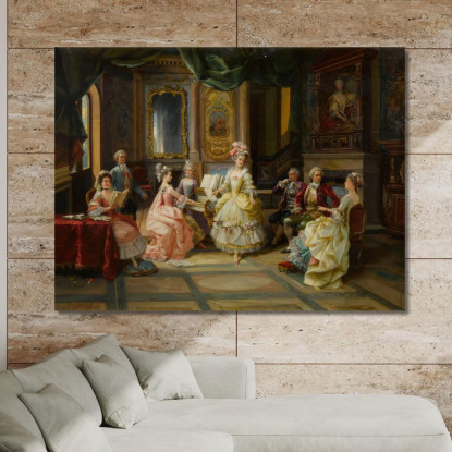 Musica In Salotto Cesare Auguste Detti cad15 quadro stampato su tela