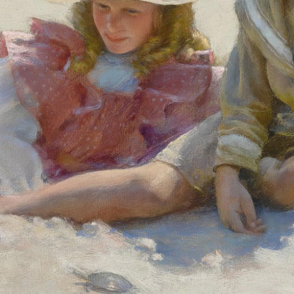 Bambini In Riva Al Mare Charles Courtney Curran ccc7 quadro stampato su tela