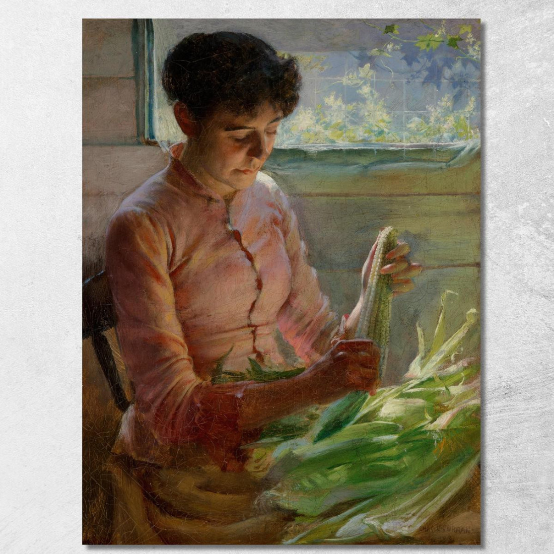 Sgusciare Il Mais Charles Courtney Curran ccc23 quadro stampato su tela