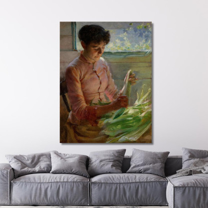 Sgusciare Il Mais Charles Courtney Curran ccc23 quadro stampato su tela