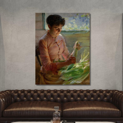 Sgusciare Il Mais Charles Courtney Curran ccc23 quadro stampato su tela