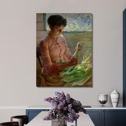 Sgusciare Il Mais Charles Courtney Curran ccc23 quadro stampato su tela