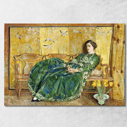 Aprile L'Abito Verde Childe Hassam chs4 quadro stampato su tela