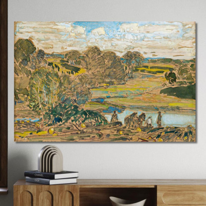 Paesaggio Esteso Con Fiume Childe Hassam chs17 quadro stampato su tela