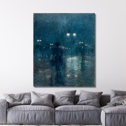 Notturno Sulla Quinta Strada Childe Hassam chs19 quadro stampato su tela