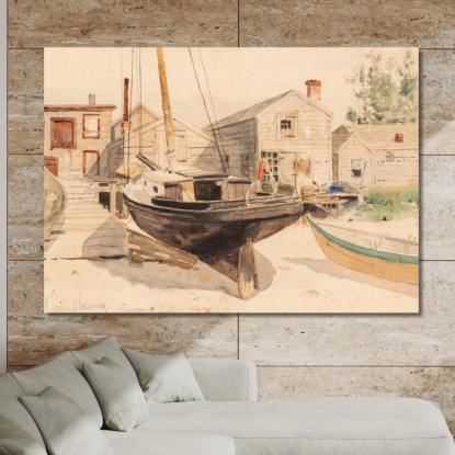 Case Per La Pesca Swampscott Childe Hassam chs20 quadro stampato su tela