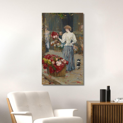 Ragazza Dei Fiori Childe Hassam chs21 quadro stampato su tela