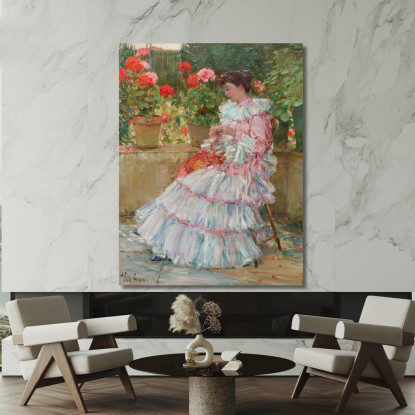 Gerani Childe Hassam chs23 quadro stampato su tela